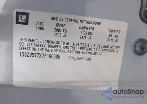 2007 Saturn Aura Xr из США, поврежденный, VIN 1G8ZV577X7F198385